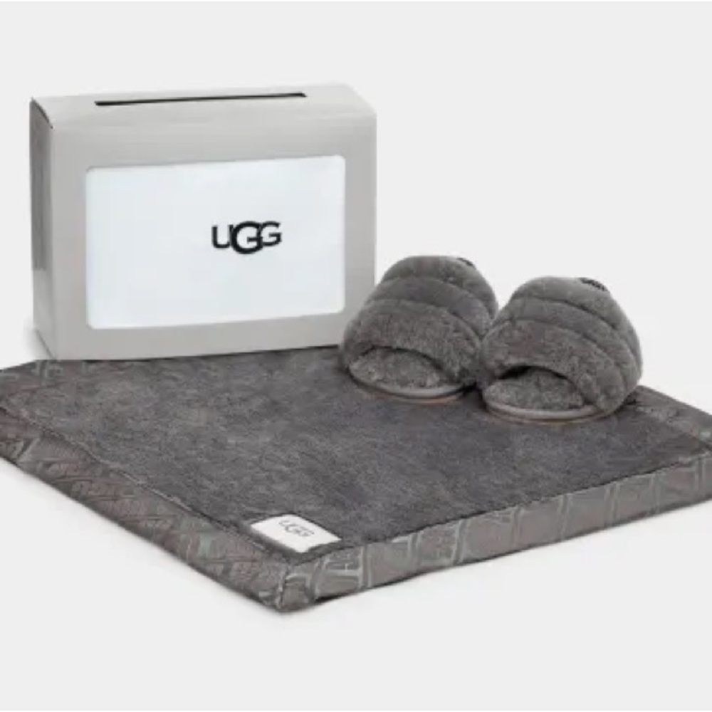 NIB UGG Fluff Yeah Slide And Lovey - Charcoal - Size 04/05